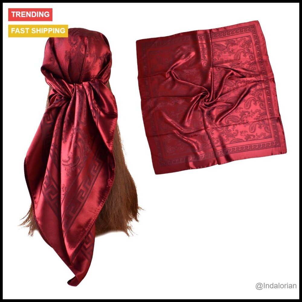 Satin Silk Scarf Elegant Square Head Wrap Hair Sleeping Accessory Versatile Wear